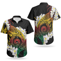 Piko Hawaiian Couples Matching Puletasi and Hawaiian Shirt Gradient Spiral Plumeria Tribal Patterns
