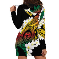 Piko Hawaiian Hoodie Dress Gradient Spiral Plumeria Tribal Patterns