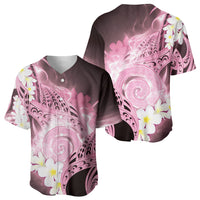 Piko Hawaiian Baseball Jersey Pink Galaxy Spiral Plumeria Tribal Patterns