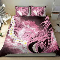 Piko Hawaiian Bedding Set Pink Galaxy Spiral Plumeria Tribal Patterns