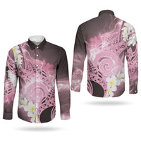 Piko Hawaiian Couples Matching Tank Maxi Dress and Long Sleeve Button Shirt Pink Galaxy Spiral Plumeria Tribal Patterns