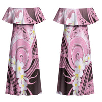 Piko Hawaiian Family Matching Off Shoulder Maxi Dress and Hawaiian Shirt Pink Galaxy Spiral Plumeria Tribal Patterns