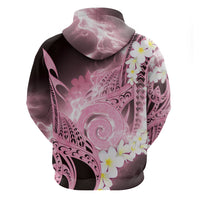 Piko Hawaiian Hoodie Pink Galaxy Spiral Plumeria Tribal Patterns