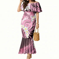 Piko Hawaiian Mermaid Dress Pink Galaxy Spiral Plumeria Tribal Patterns