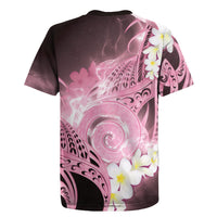 Piko Hawaiian Rugby Jersey Pink Galaxy Spiral Plumeria Tribal Patterns