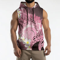 Piko Hawaiian Sleeveless Hoodie Pink Galaxy Spiral Plumeria Tribal Patterns
