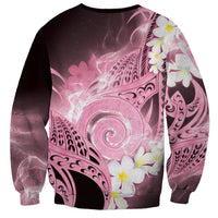 Piko Hawaiian Sweatshirt Pink Galaxy Spiral Plumeria Tribal Patterns