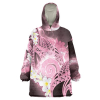 Piko Hawaiian Wearable Blanket Hoodie Pink Galaxy Spiral Plumeria Tribal Patterns