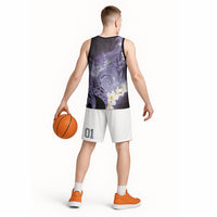 Piko Hawaiian Basketball Jersey Purple Galaxy Spiral Plumeria Tribal Patterns