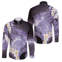 Piko Hawaiian Family Matching Long Sleeve Bodycon Dress and Hawaiian Shirt Purple Galaxy Spiral Plumeria Tribal Patterns