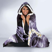 Piko Hawaiian Hooded Blanket Purple Galaxy Spiral Plumeria Tribal Patterns