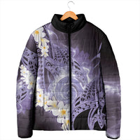 Piko Hawaiian Padded Jacket Purple Galaxy Spiral Plumeria Tribal Patterns