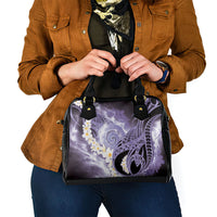 Piko Hawaiian Shoulder Handbag Purple Galaxy Spiral Plumeria Tribal Patterns