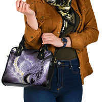 Piko Hawaiian Shoulder Handbag Purple Galaxy Spiral Plumeria Tribal Patterns