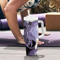 Piko Hawaiian Tumbler With Handle Purple Galaxy Spiral Plumeria Tribal Patterns