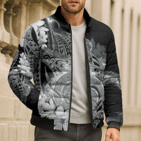 Piko Hawaiian Bomber Puffer Jacket Monochrome Galaxy Spiral Plumeria Tribal Patterns