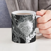 Piko Hawaiian Ceramic Mug Monochrome Galaxy Spiral Plumeria Tribal Patterns