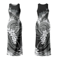 Piko Hawaiian Couples Matching Tank Maxi Dress and Long Sleeve Button Shirt Monochrome Galaxy Spiral Plumeria Tribal Patterns