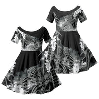 Piko Hawaiian Family Matching Puletasi and Hawaiian Shirt Monochrome Galaxy Spiral Plumeria Tribal Patterns