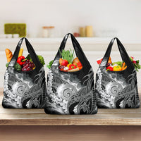 Piko Hawaiian Grocery Bag Monochrome Galaxy Spiral Plumeria Tribal Patterns