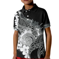 Piko Hawaiian Kid Polo Shirt Monochrome Galaxy Spiral Plumeria Tribal Patterns