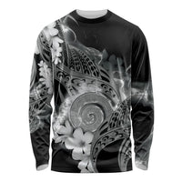 Piko Hawaiian Long Sleeve Shirt Monochrome Galaxy Spiral Plumeria Tribal Patterns