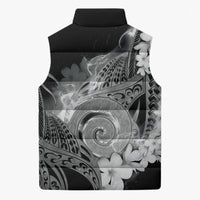 Piko Hawaiian Sleeveless Puffer Jacket Monochrome Galaxy Spiral Plumeria Tribal Patterns