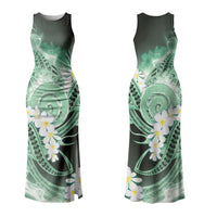 Piko Hawaiian Family Matching Tank Maxi Dress and Hawaiian Shirt Green Galaxy Spiral Plumeria Tribal Patterns