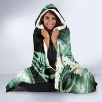Piko Hawaiian Hooded Blanket Green Galaxy Spiral Plumeria Tribal Patterns