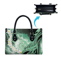 Piko Hawaiian Leather Bag Green Galaxy Spiral Plumeria Tribal Patterns