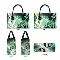 Piko Hawaiian Leather Bag Green Galaxy Spiral Plumeria Tribal Patterns