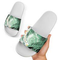 Piko Hawaiian Slide Sandals Green Galaxy Spiral Plumeria Tribal Patterns