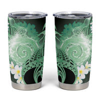 Piko Hawaiian Tumbler Cup Green Galaxy Spiral Plumeria Tribal Patterns