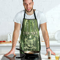 Personalised Fiji Language Week Sugarcane Masi Apron Green Tapa Tribal Pattern