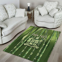 Personalised Fiji Language Week Sugarcane Masi Area Rug Green Tapa Tribal Pattern