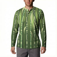 Personalised Fiji Language Week Sugarcane Masi Button Sweatshirt Green Tapa Tribal Pattern