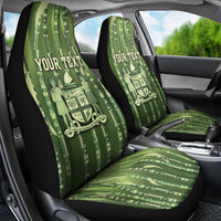 Personalised Fiji Language Week Sugarcane Masi Car Seat Cover Green Tapa Tribal Pattern