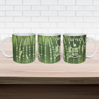 Personalised Fiji Language Week Sugarcane Masi Ceramic Mug Green Tapa Tribal Pattern