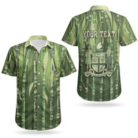 Personalised Fiji Language Week Sugarcane Masi Couples Matching Mermaid Dress and Hawaiian Shirt Green Tapa Tribal Pattern