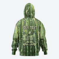 Personalised Fiji Language Week Sugarcane Masi Hoodie Green Tapa Tribal Pattern