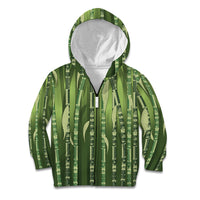 Personalised Fiji Language Week Sugarcane Masi Kid Hoodie Green Tapa Tribal Pattern