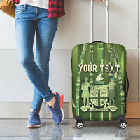 Personalised Fiji Language Week Sugarcane Masi Luggage Cover Green Tapa Tribal Pattern