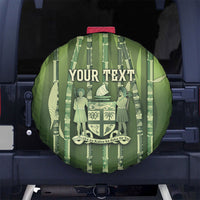 Personalised Fiji Language Week Sugarcane Masi Spare Tire Cover Green Tapa Tribal Pattern