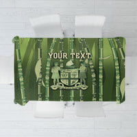Personalised Fiji Language Week Sugarcane Masi Tablecloth Green Tapa Tribal Pattern