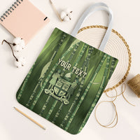 Personalised Fiji Language Week Sugarcane Masi Tote Bag Green Tapa Tribal Pattern