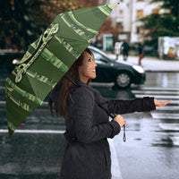 Personalised Fiji Language Week Sugarcane Masi Umbrella Green Tapa Tribal Pattern
