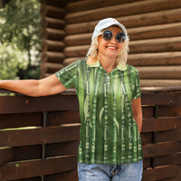 Personalised Fiji Language Week Sugarcane Masi Women Polo Shirt Green Tapa Tribal Pattern