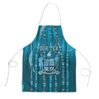 Personalised Fiji Language Week Sugarcane Masi Apron Blue Tapa Tribal Pattern