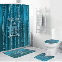 Personalised Fiji Language Week Sugarcane Masi Bathroom Set Blue Tapa Tribal Pattern