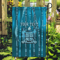 Personalised Fiji Language Week Sugarcane Masi Garden Flag Blue Tapa Tribal Pattern